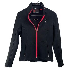 Spyder Womens Core Sweater Jacket Full-Zip Black/Pink  Stretch Zip Pockets Sz. M